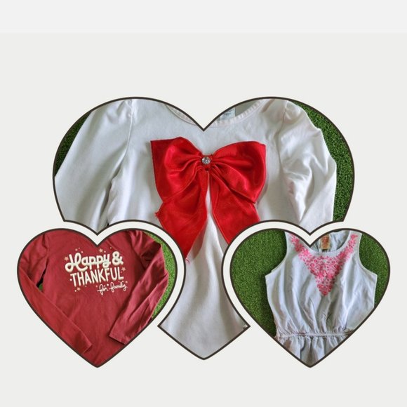 Set of 3 Girls Sleeveless & Long Sleeve Holiday and Summer Tops, Size M (7-8) - Picture 1 of 16